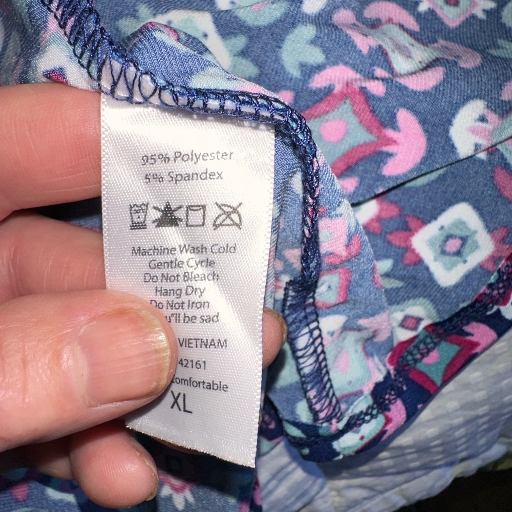 Lularoe XL blue geometric print Maxi skirt. Pink, turquoise, white - Picture 4 of 6
